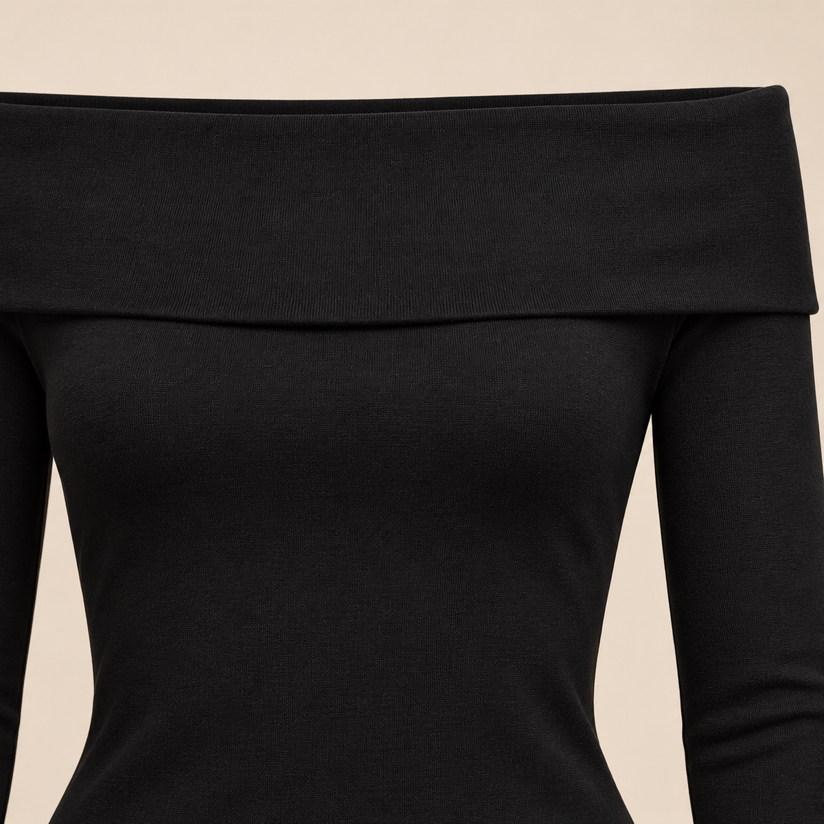🖤 Gift-Worthy | Elegant Foldover Neckline | Timeless Long-Sleeve Evening Styling