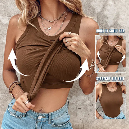 Everyday Ribbed Tank Tops with Built-In Bra | 4 & 8 Pack