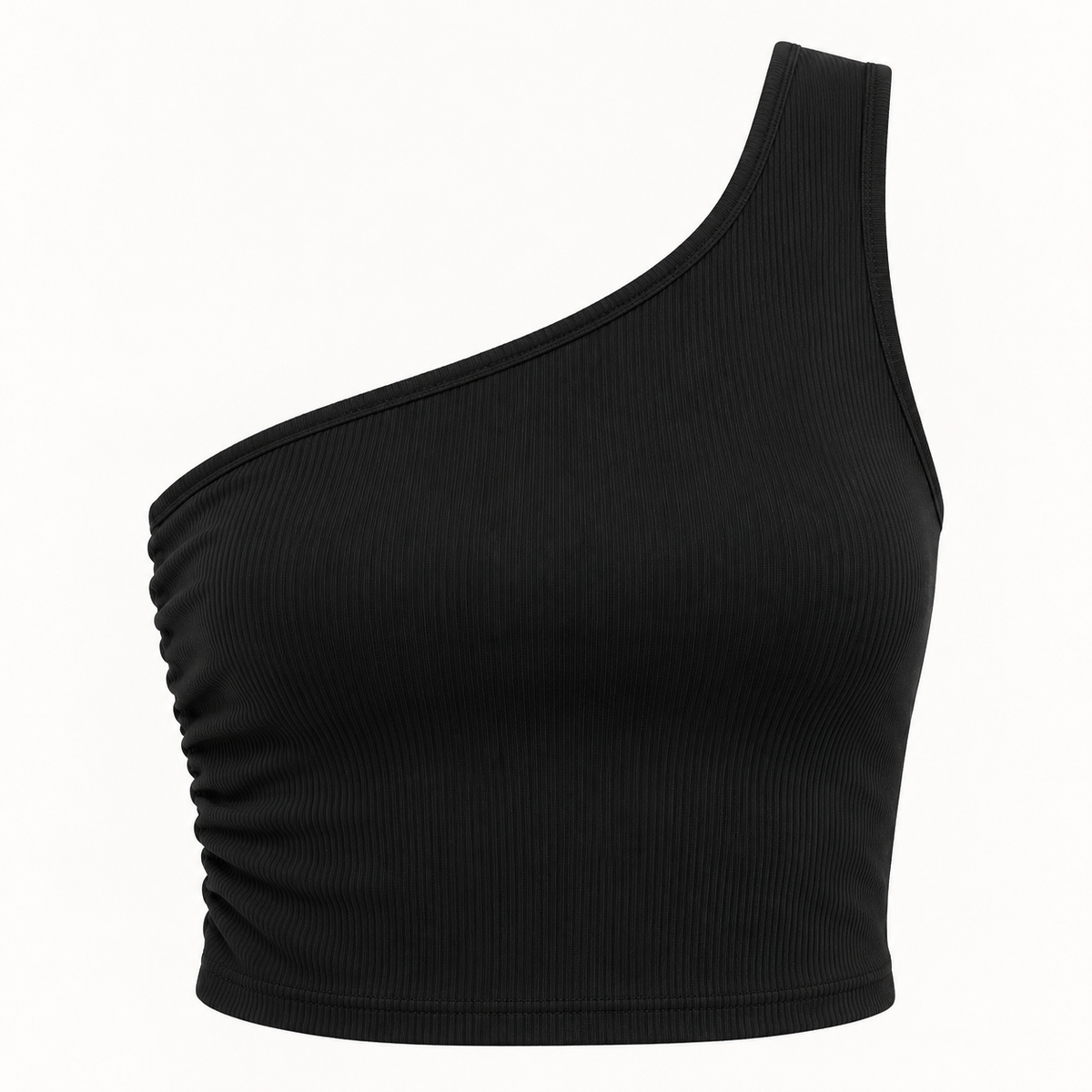 🌺 Gift-Worthy | Refined Asymmetric Ribbed Elegance | Modern One-Shoulder Styling