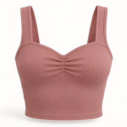 🌸 Gift-Worthy | Romantic Sweetheart Ribbed Elegance | Timeless Gathered Camisole