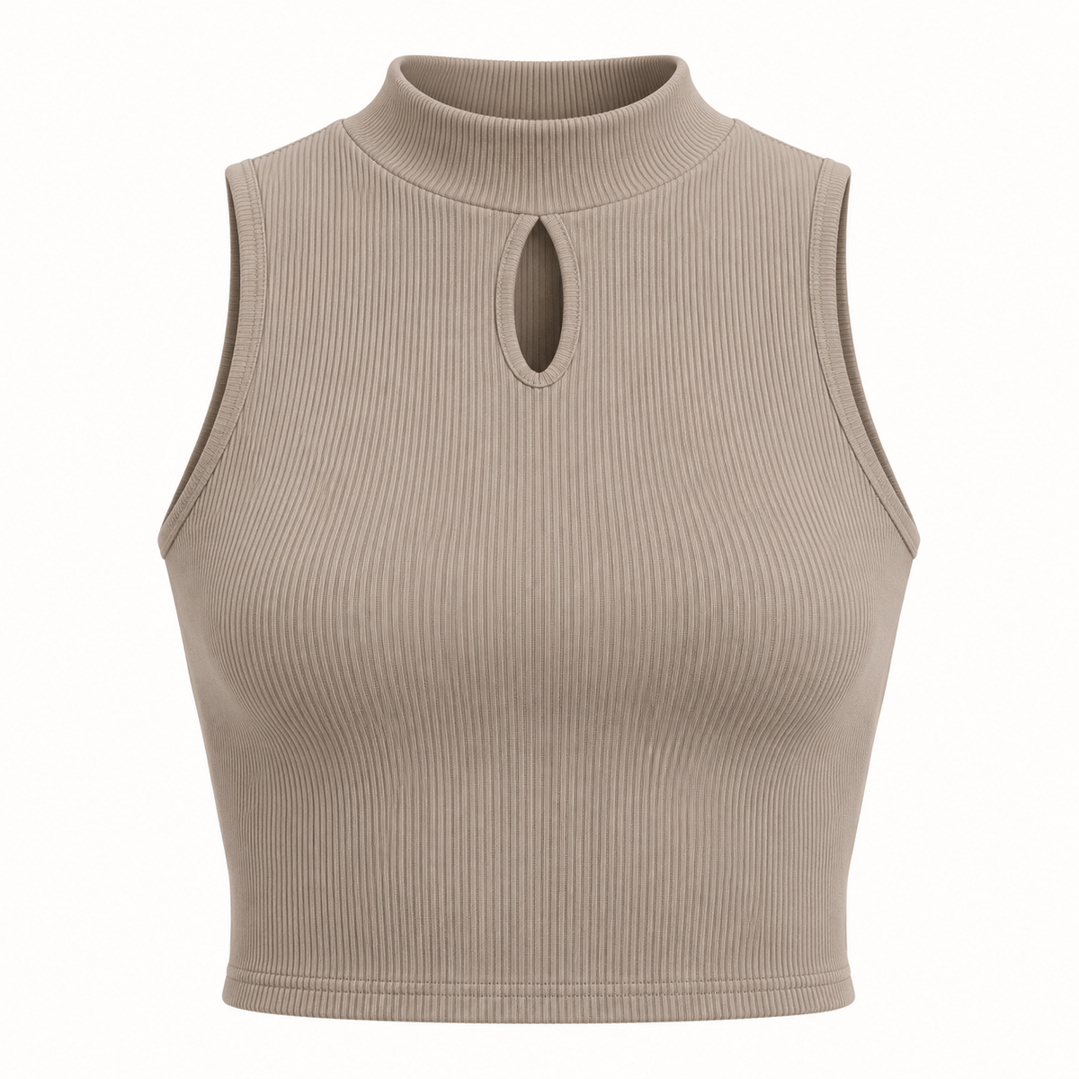 🌼 Gift-Worthy | Graceful Mock-Neck Ribbed Elegance | Timeless Keyhole Silhouette