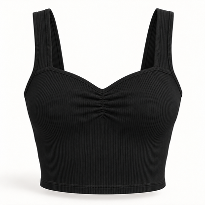 🌸 Gift-Worthy | Romantic Sweetheart Ribbed Elegance | Timeless Gathered Camisole