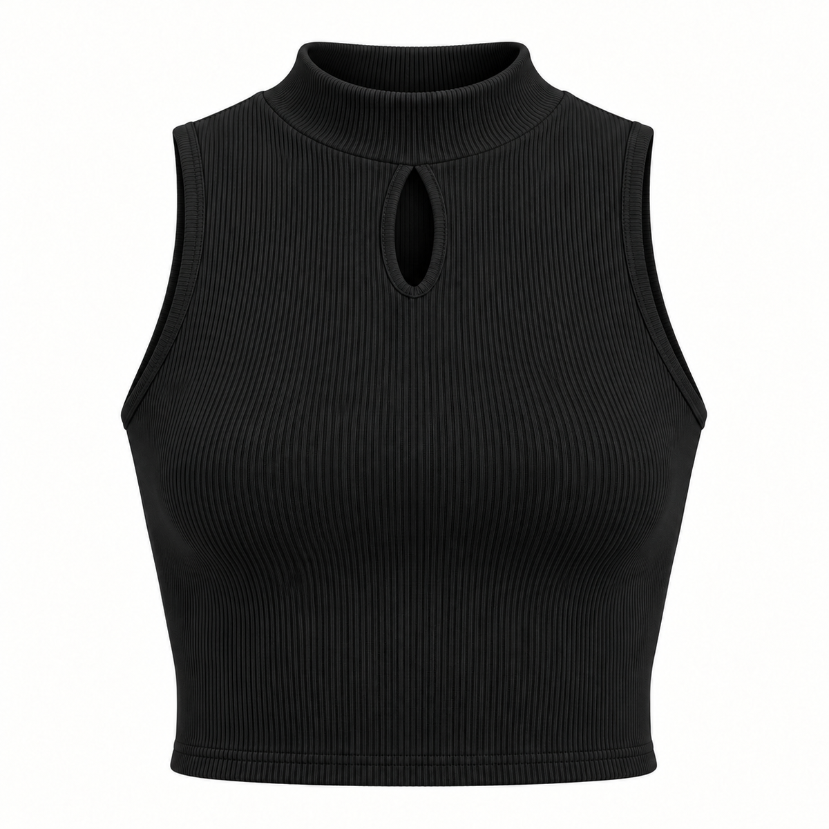 🌼 Gift-Worthy | Graceful Mock-Neck Ribbed Elegance | Timeless Keyhole Silhouette