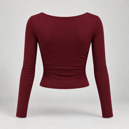 🌙 Gift-Worthy | Draped Cowl-Neck Elegance | Polished Long-Sleeve Evening Styling
