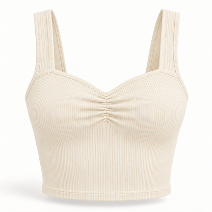🌸 Gift-Worthy | Romantic Sweetheart Ribbed Elegance | Timeless Gathered Camisole