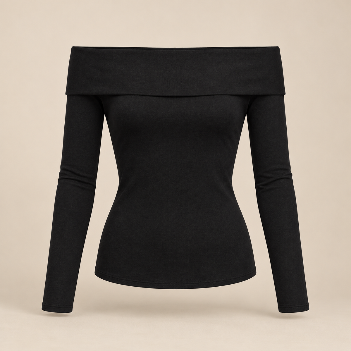 🖤 Gift-Worthy | Elegant Foldover Neckline | Timeless Long-Sleeve Evening Styling