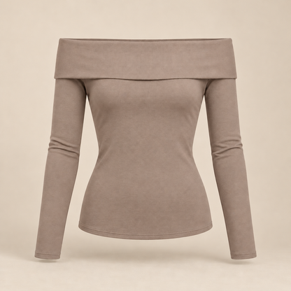 🖤 Gift-Worthy | Elegant Foldover Neckline | Timeless Long-Sleeve Evening Styling