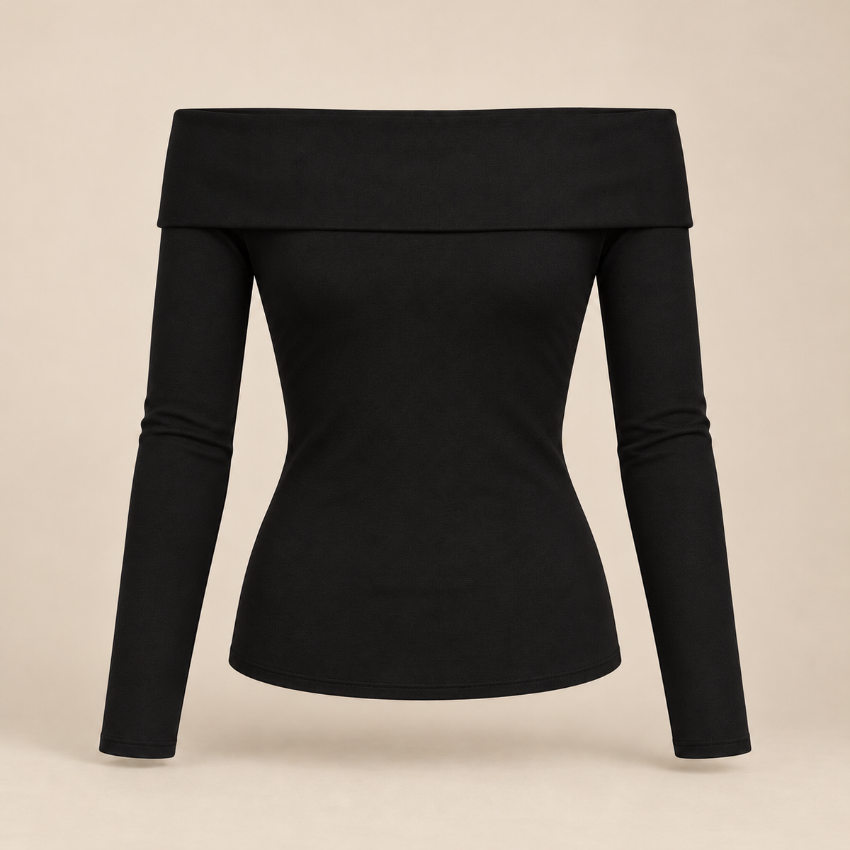 🖤 Gift-Worthy | Elegant Foldover Neckline | Timeless Long-Sleeve Evening Styling