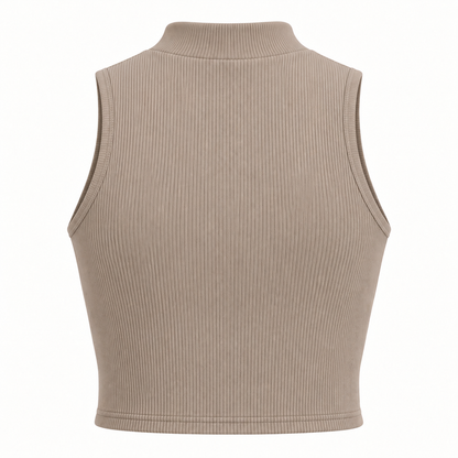 🌼 Gift-Worthy | Graceful Mock-Neck Ribbed Elegance | Timeless Keyhole Silhouette