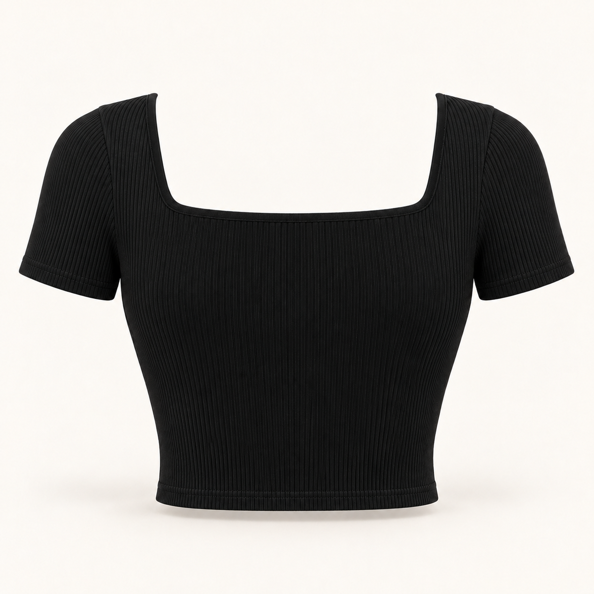 🌸 Gift-Worthy | Sculpted Sweetheart Ribbed Elegance | Fresh Short-Sleeve Styling