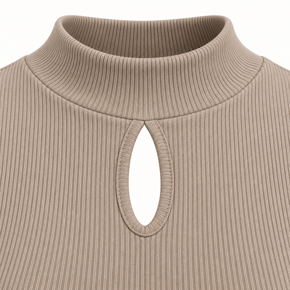 🌼 Gift-Worthy | Graceful Mock-Neck Ribbed Elegance | Timeless Keyhole Silhouette
