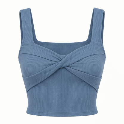 🌻 Gift-Worthy | Graceful Twist-Front Ribbed Elegance | Timeless Layered Camisole