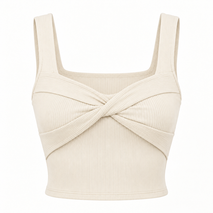 🌻 Gift-Worthy | Graceful Twist-Front Ribbed Elegance | Timeless Layered Camisole