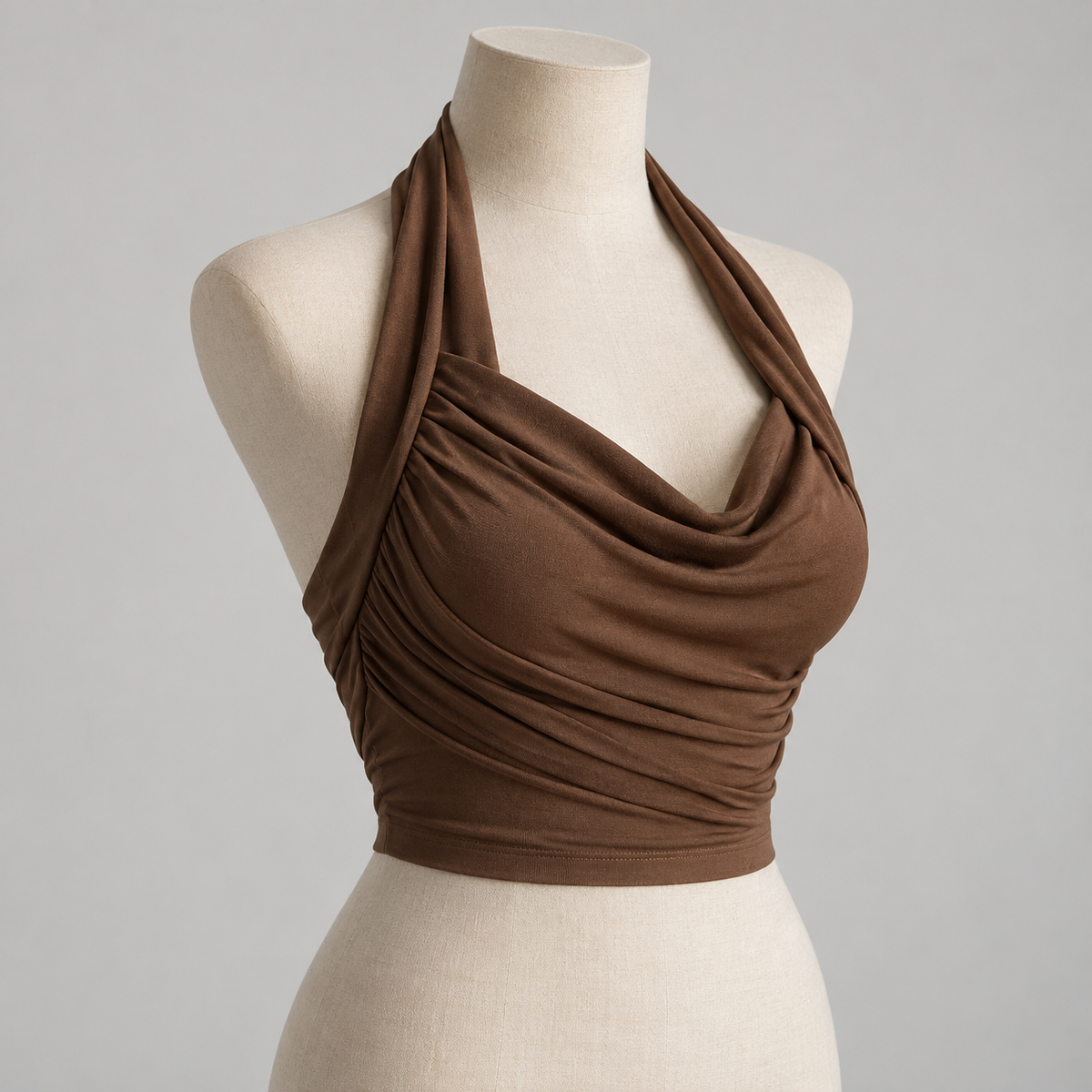 🦋 Gift-Worthy | Sculptural Halter Draping Elegance | Timeless Open-Back Camisole