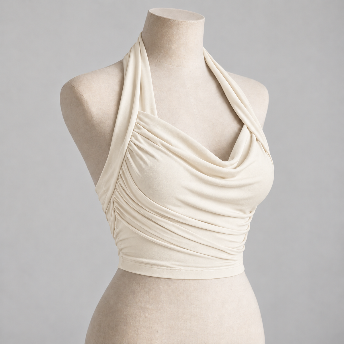 🦋 Gift-Worthy | Sculptural Halter Draping Elegance | Timeless Open-Back Camisole