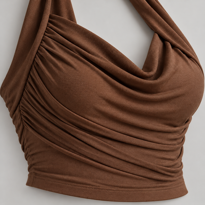 🦋 Gift-Worthy | Sculptural Halter Draping Elegance | Timeless Open-Back Camisole