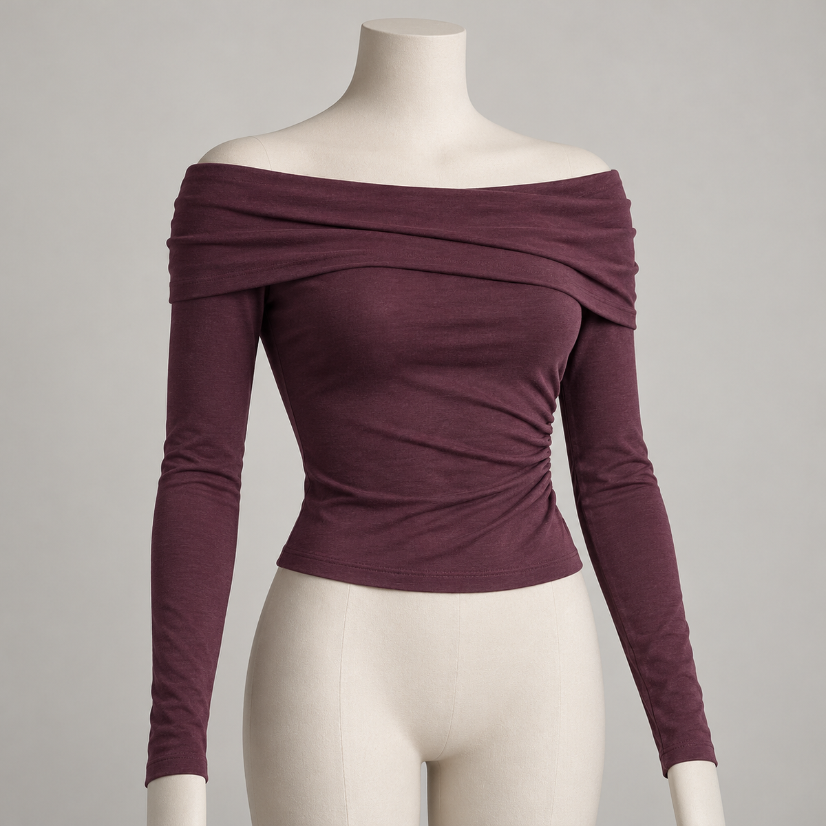 🌙 Gift-Worthy | Sculpted Off-Shoulder Modern Elegance | Timeless Foldover Blouse