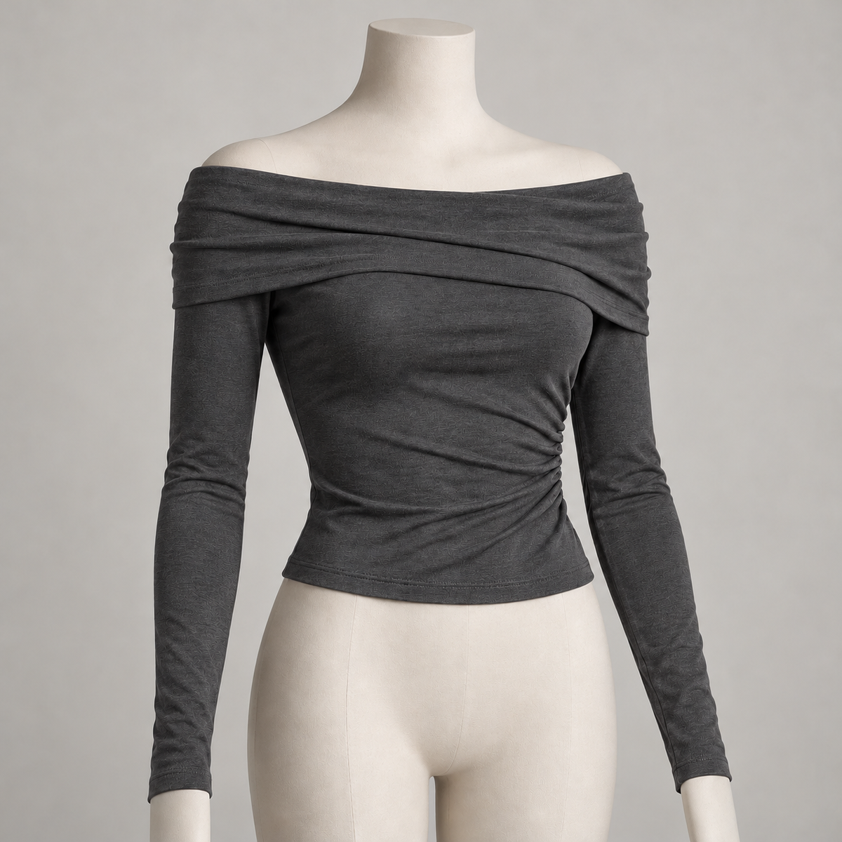 🌙 Gift-Worthy | Sculpted Off-Shoulder Modern Elegance | Timeless Foldover Blouse