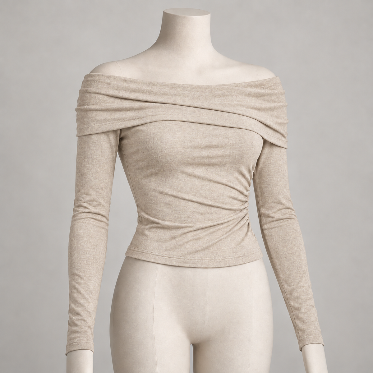🌙 Gift-Worthy | Sculpted Off-Shoulder Modern Elegance | Timeless Foldover Blouse