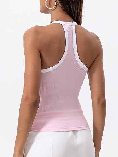 Contour V-Neck Racerback Tank with Removable Bra Pads