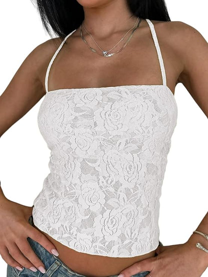 🌷 Gift-Worthy | Enchanting Floral Lace Camisole | Adjustable Backless Silhouette