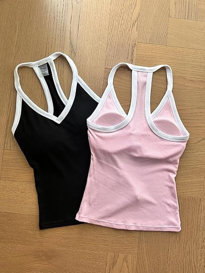 Contour V-Neck Racerback Tank with Removable Bra Pads
