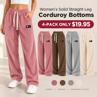 Women's Solid Straight Leg Corduroy Bottoms-100% Cotton - Image 3