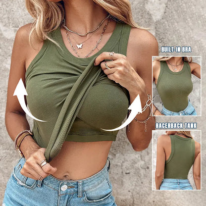 Everyday Ribbed Tank Tops with Built-In Bra | 4 & 8 Pack